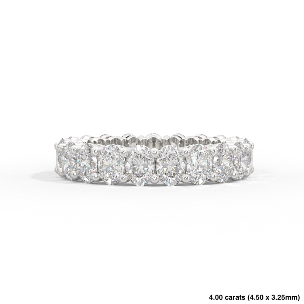 Oval Cut Prong Diamond Band 14K White Gold