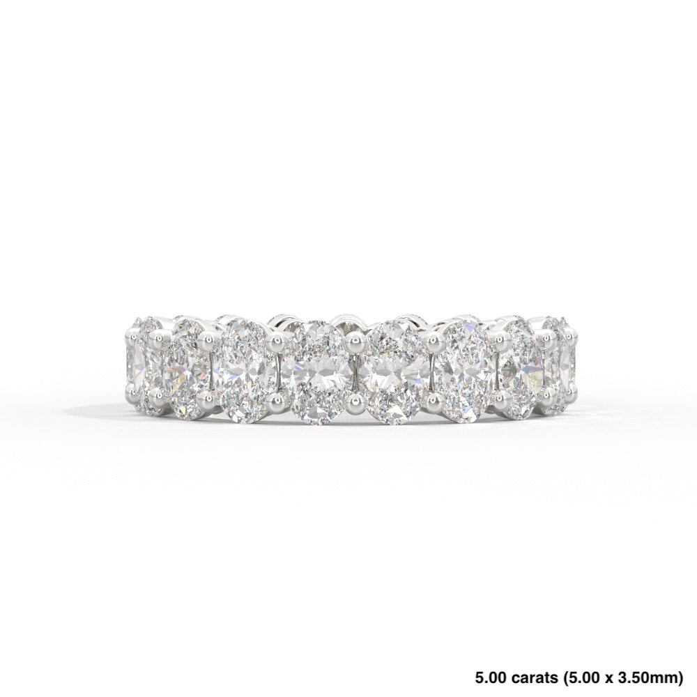 Oval Cut Prong Diamond Band 14K White Gold