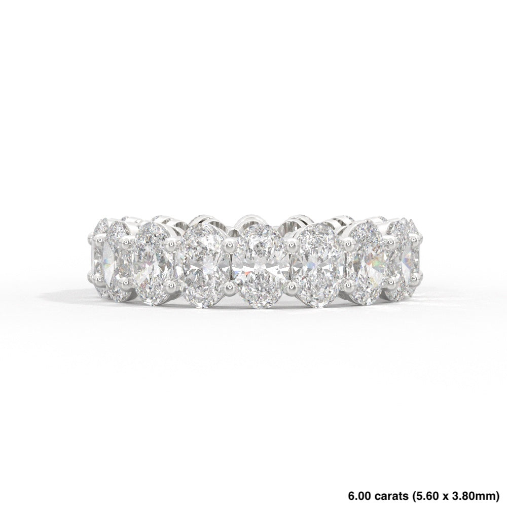 Oval Cut Prong Diamond Band 14K White Gold