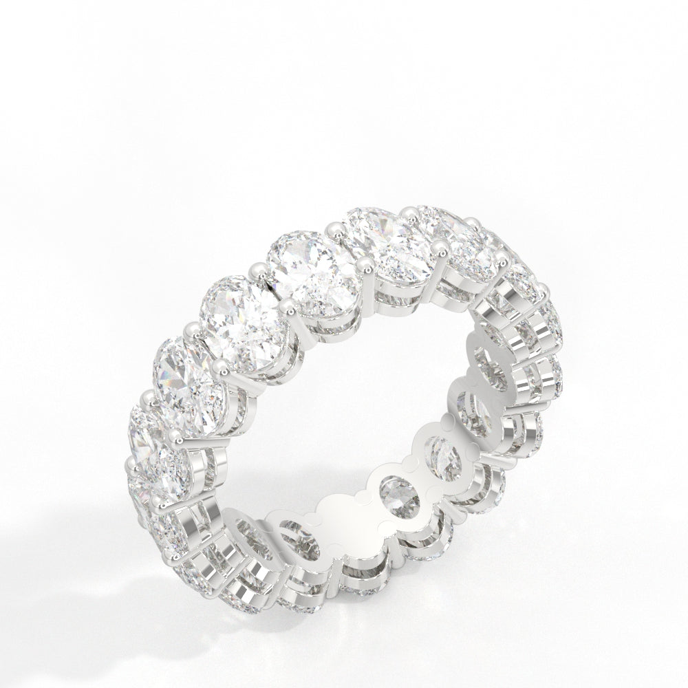 Oval Cut Prong Diamond Band 14K White Gold
