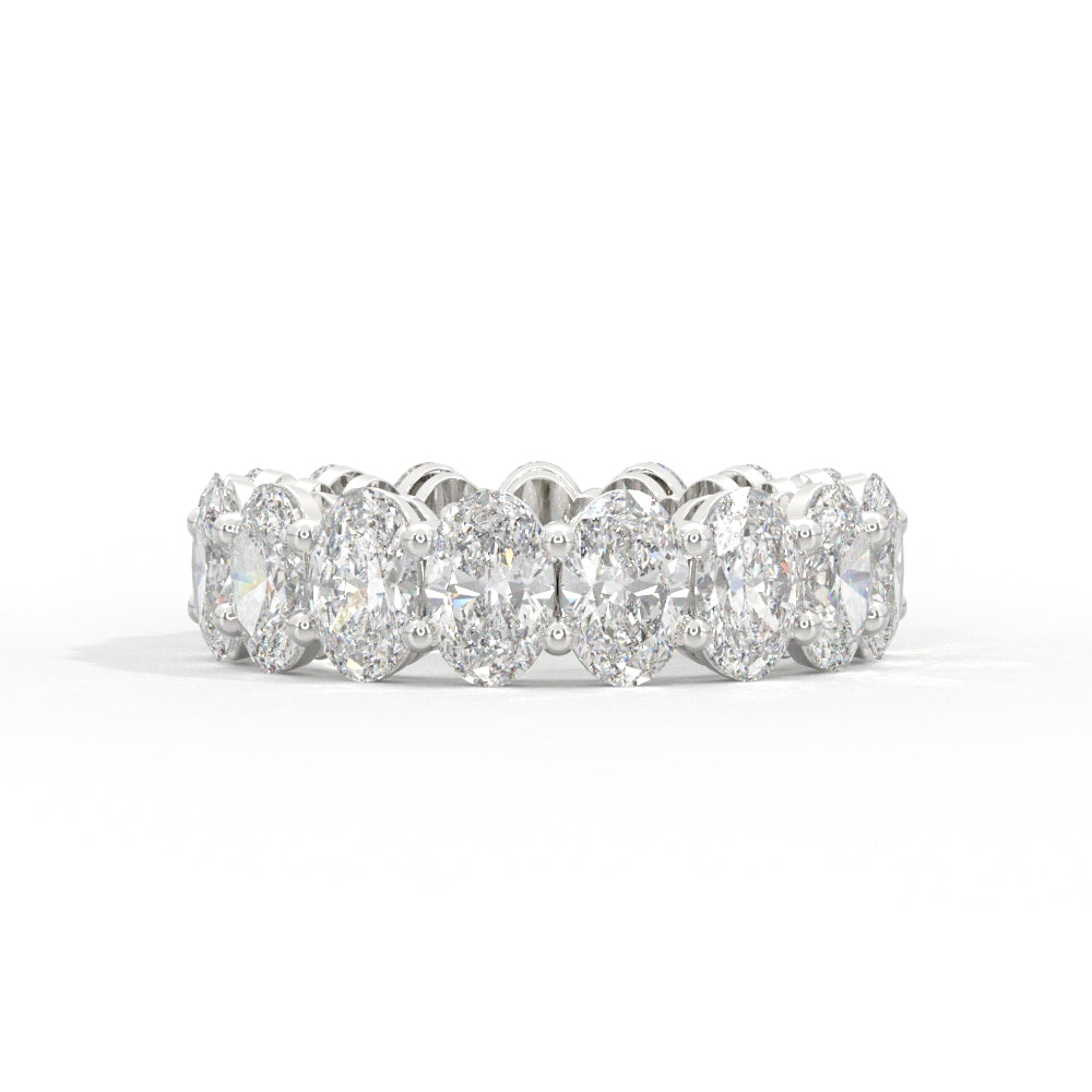 Oval Cut Prong Diamond Band 14K White Gold
