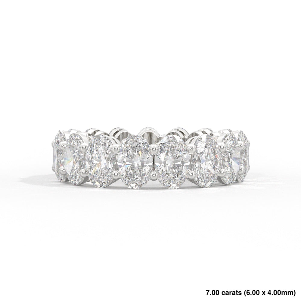 Oval Cut Prong Diamond Band 14K White Gold