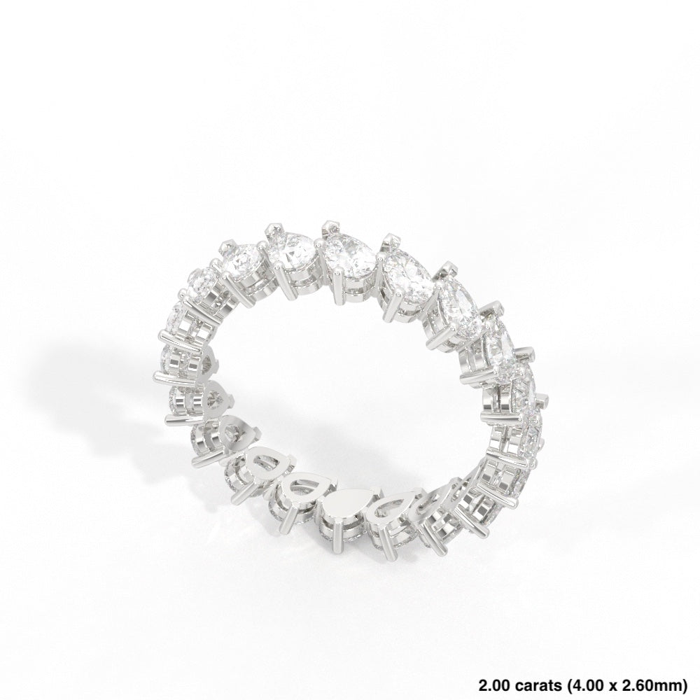 Pear Cut Offset Diamond Band 14K White Gold