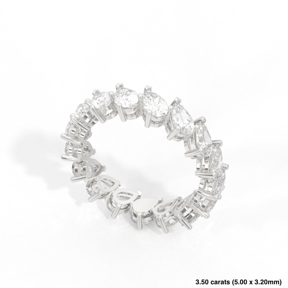 Pear Cut Offset Diamond Band 14K White Gold