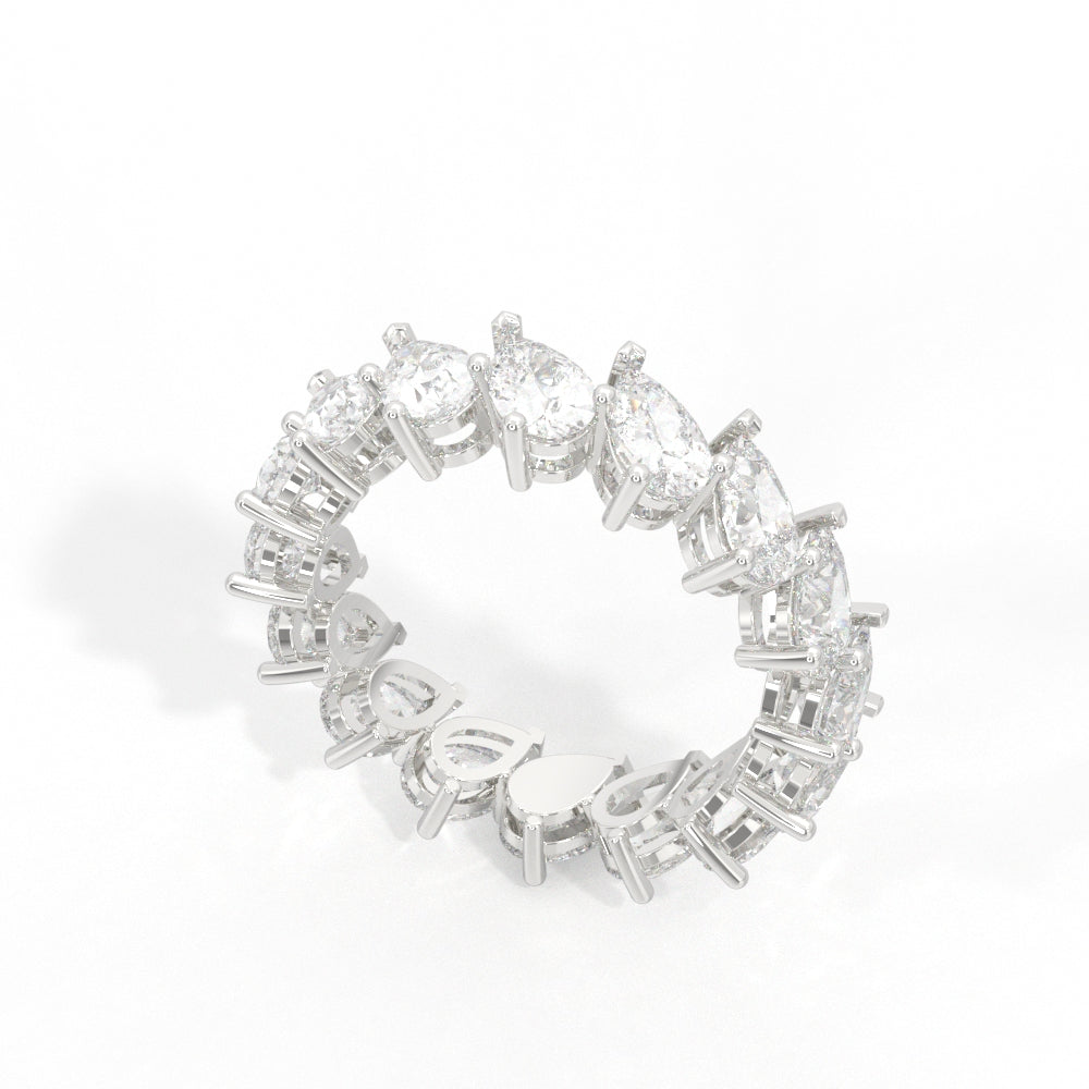 Pear Cut Offset Diamond Band 14K White Gold
