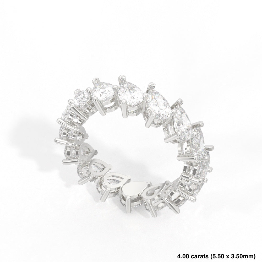 Pear Cut Offset Diamond Band 14K White Gold