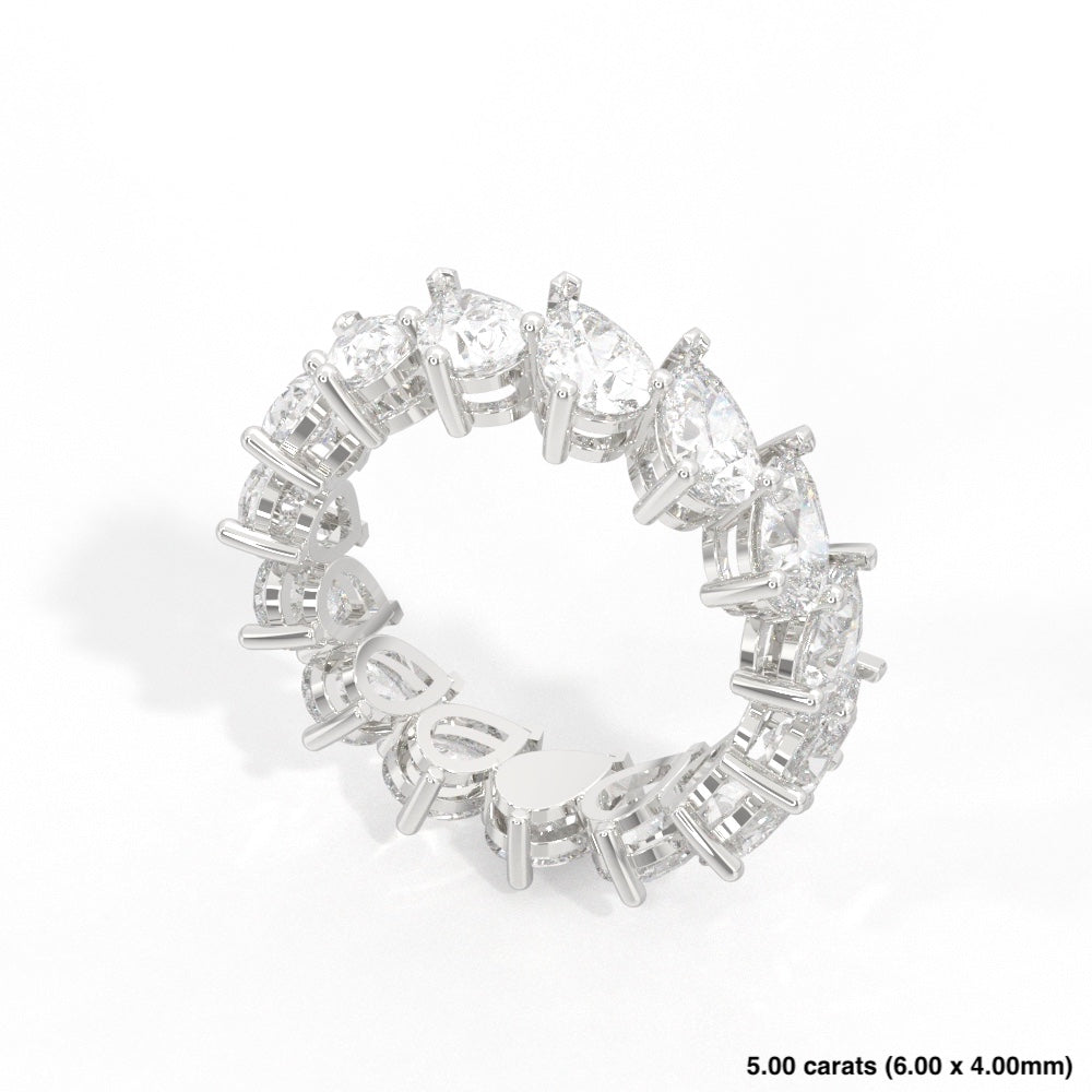 Pear Cut Offset Diamond Band 14K White Gold