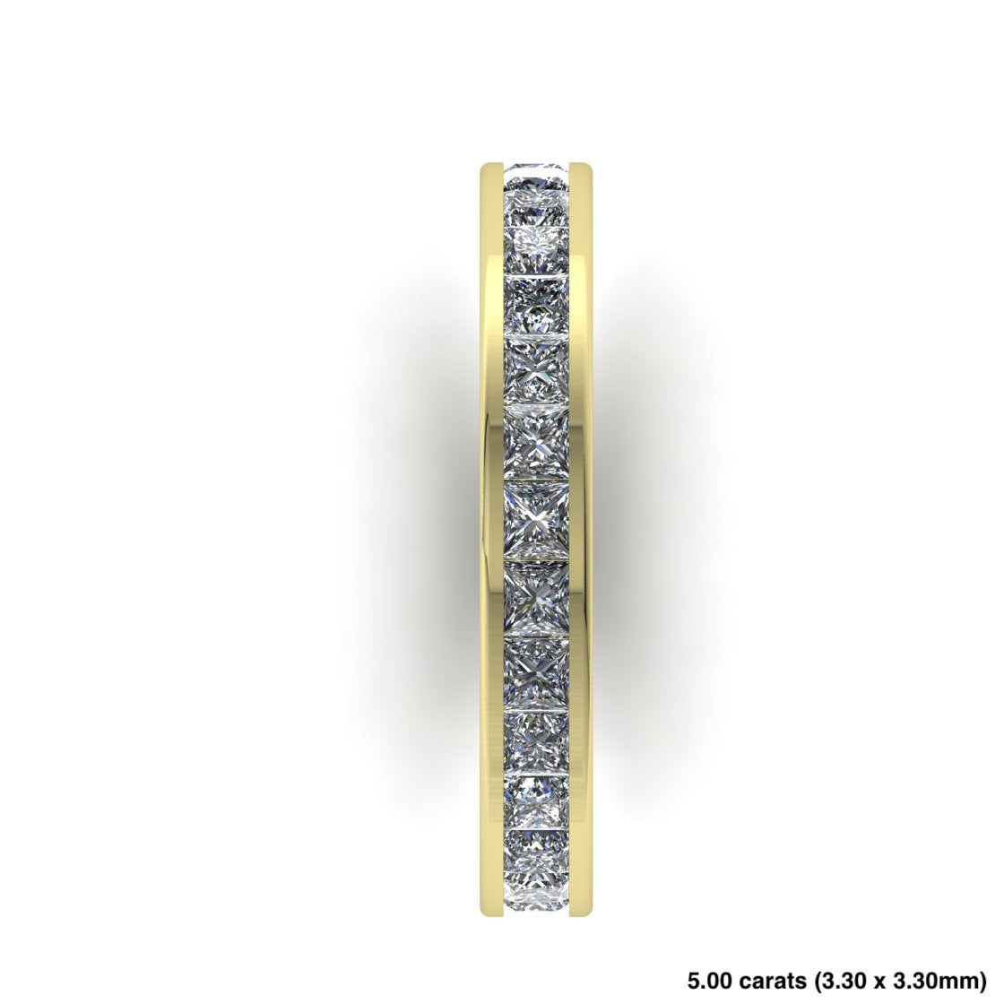 Princess Cut Diamond Channel Setting Band 14K Yellow Gold
