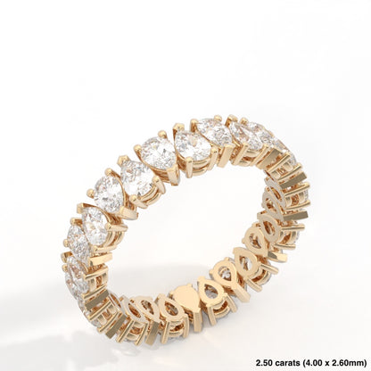 Pear Cut Alternating Diamond Band 14K Yellow Gold