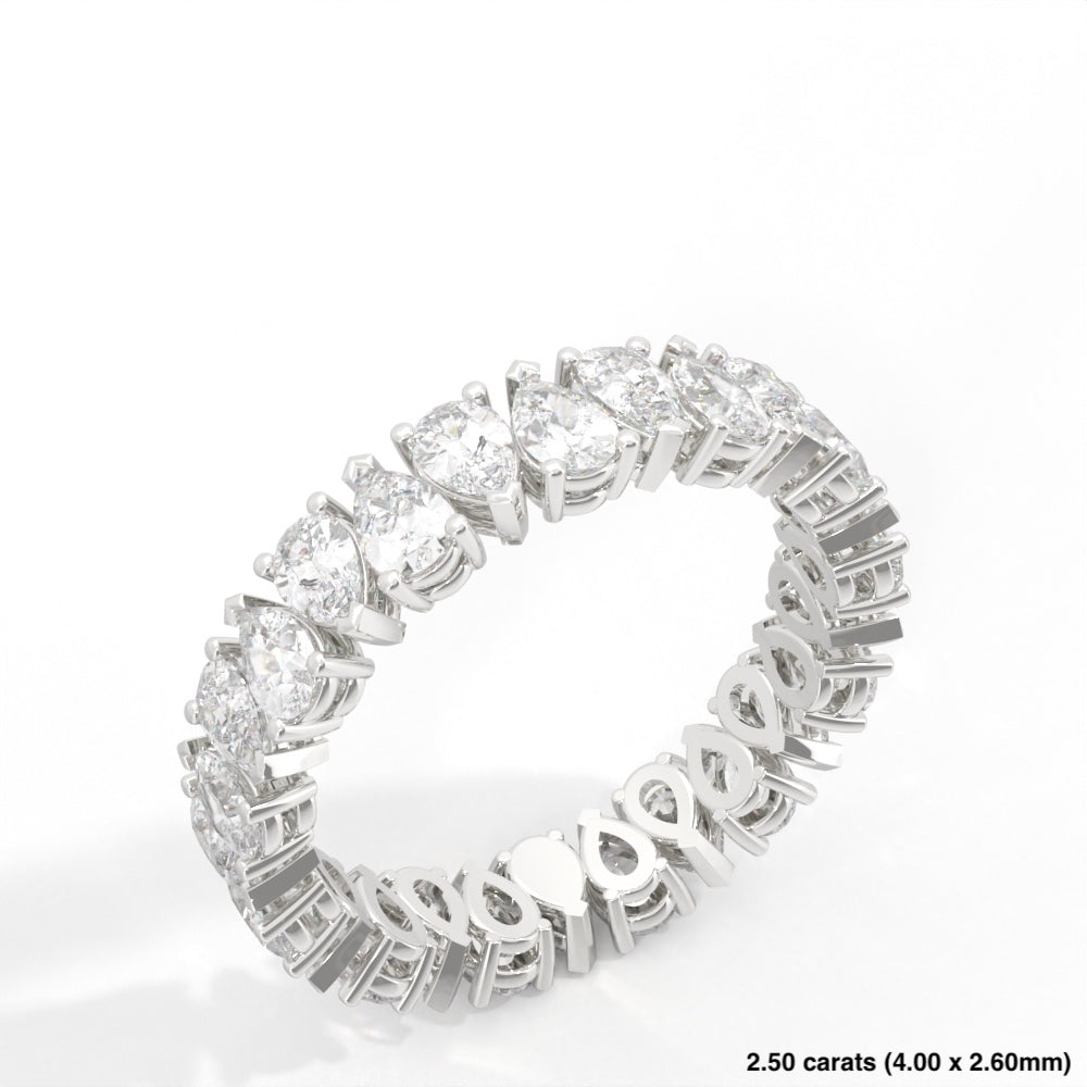 Pear Cut Alternating Diamond Band 14K White Gold