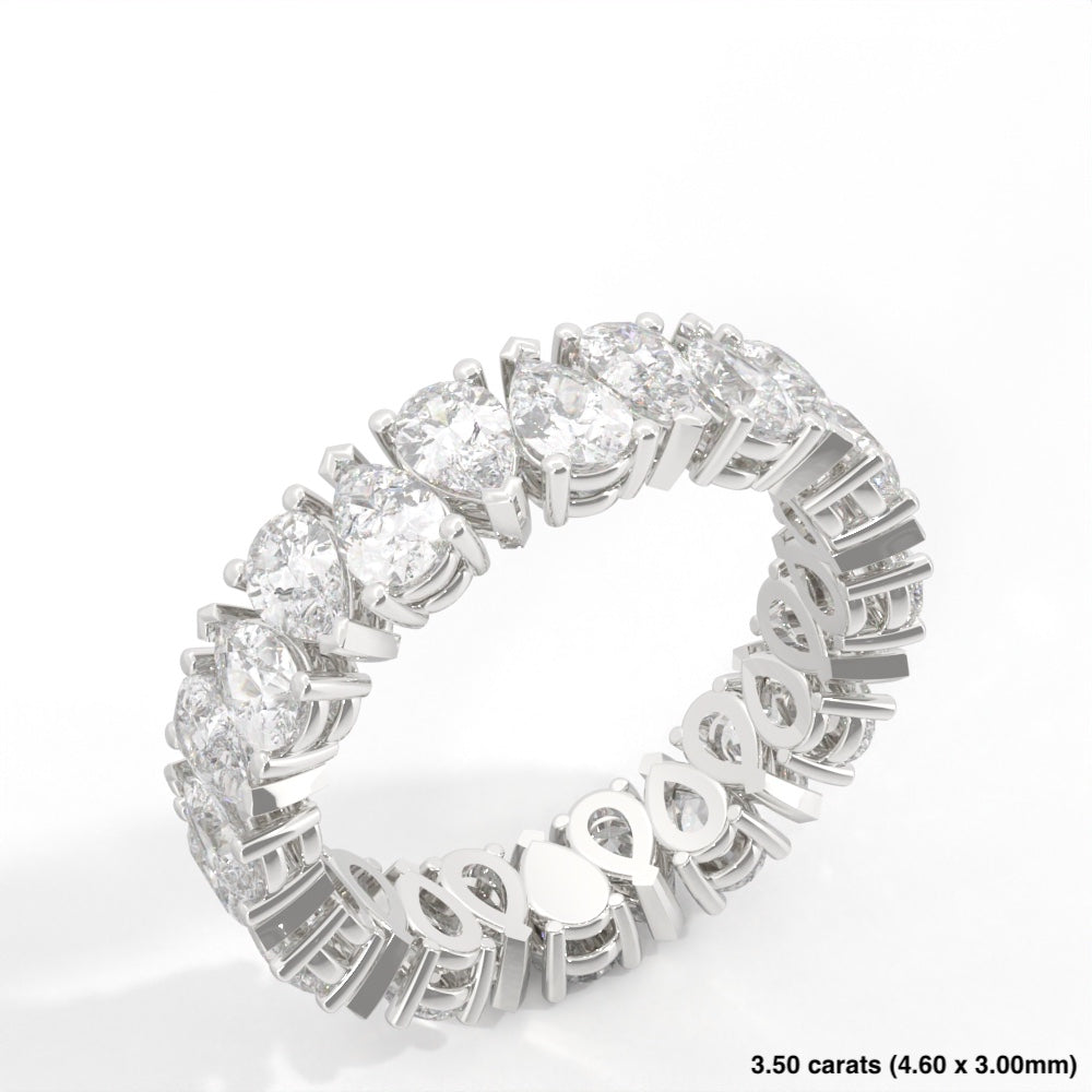 Pear Cut Alternating Diamond Band 14K White Gold