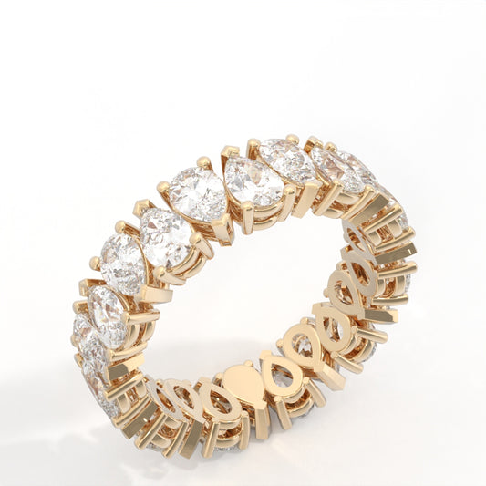 Pear Cut Alternating Diamond Band 14K Yellow Gold