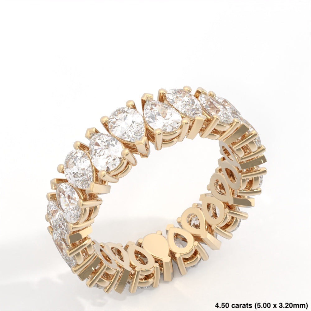 Pear Cut Alternating Diamond Band 14K Yellow Gold