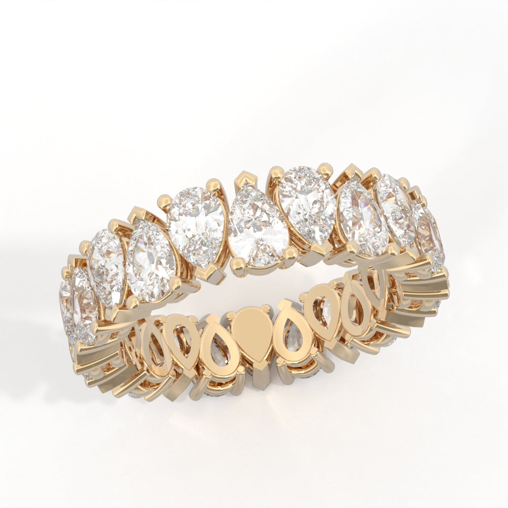 Pear Cut Alternating Diamond Band 14K Yellow Gold