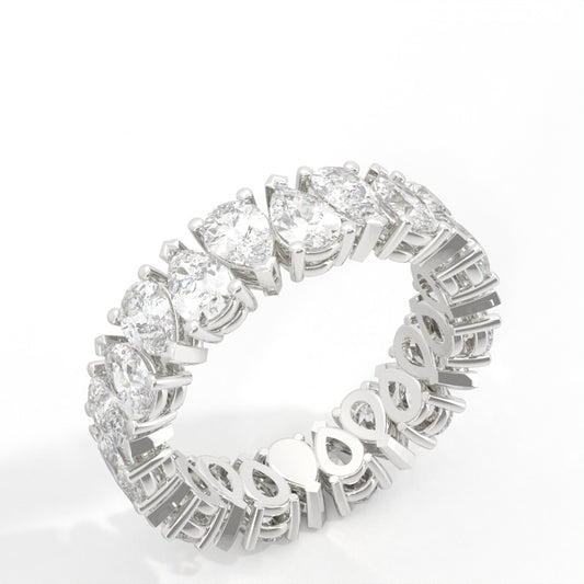 Pear Cut Alternating Diamond Band 14K White Gold