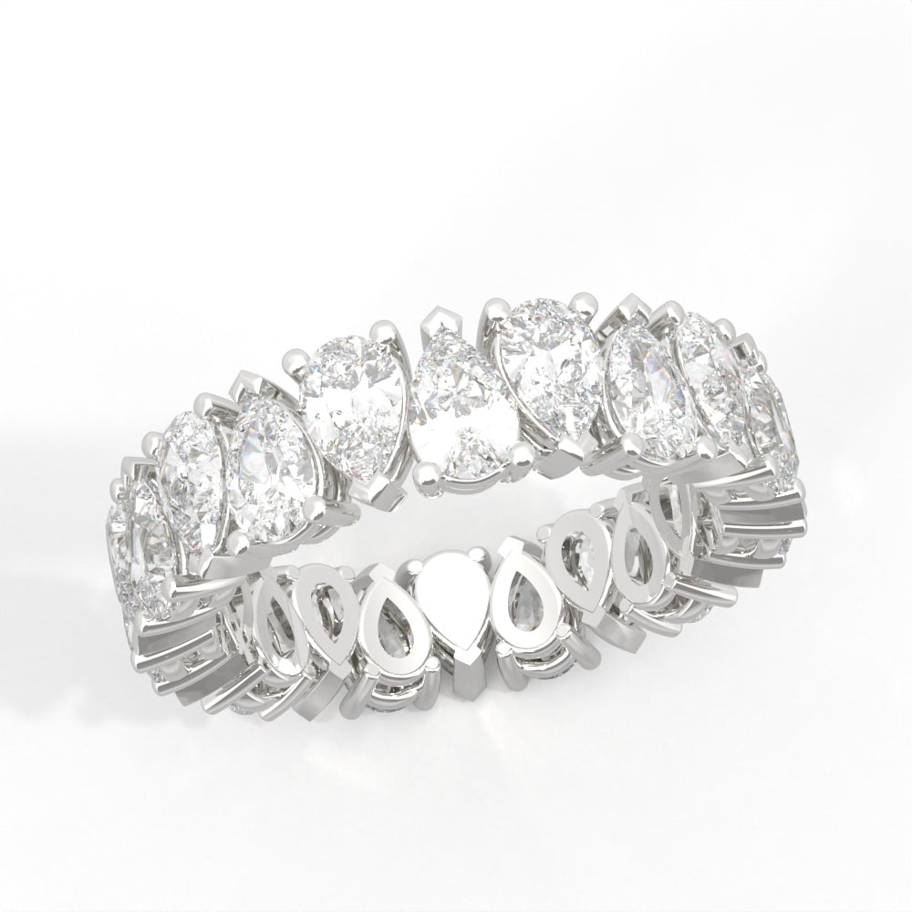 Pear Cut Alternating Diamond Band 14K White Gold