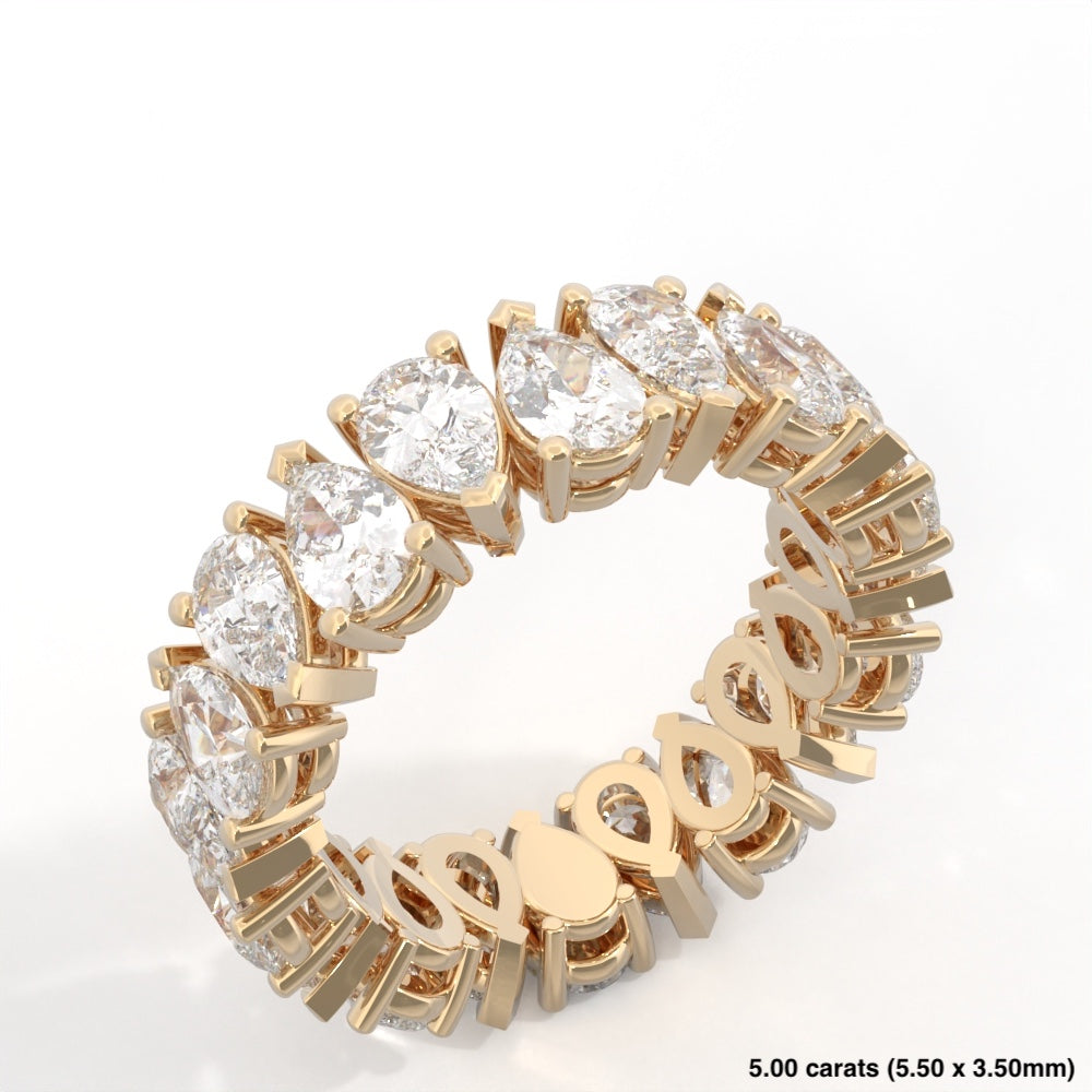 Pear Cut Alternating Diamond Band 14K Yellow Gold