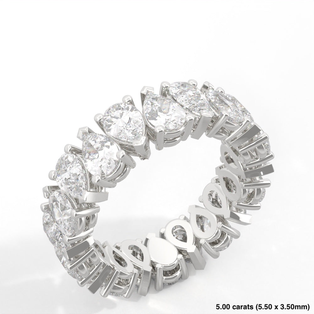 Pear Cut Alternating Diamond Band 14K White Gold