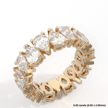 Pear Cut Alternating Diamond Band 14K Yellow Gold