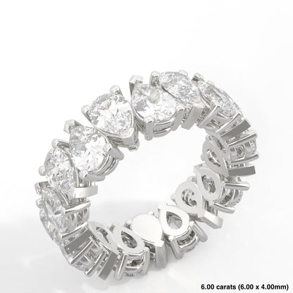 Pear Cut Alternating Diamond Band 14K White Gold