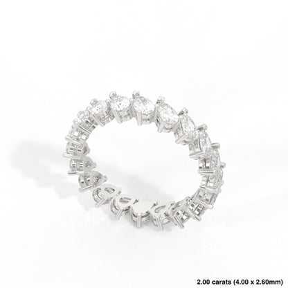Pear Cut Offset Diamond Band 14K White Gold