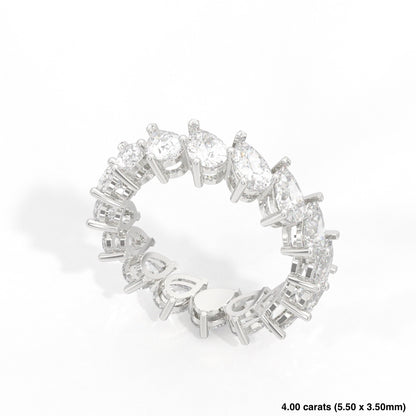 Pear Cut Offset Diamond Band 14K White Gold