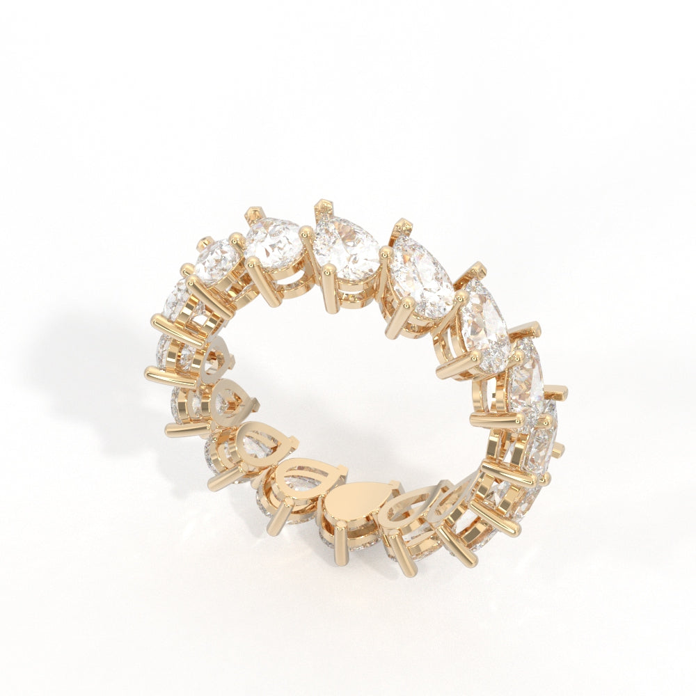 Pear Cut Offset Diamond Band 14K Yellow Gold