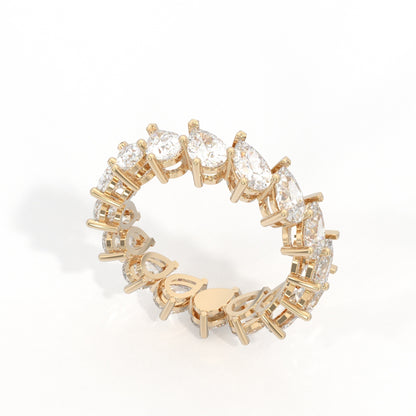 Pear Cut Offset Diamond Band 14K Yellow Gold