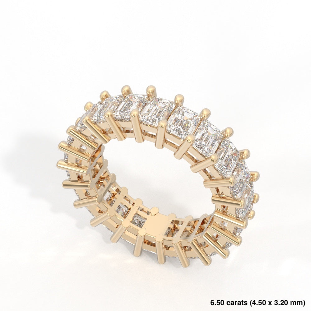 Emerald Cut Shared Prong Diamond Band 14K Yellow Gold