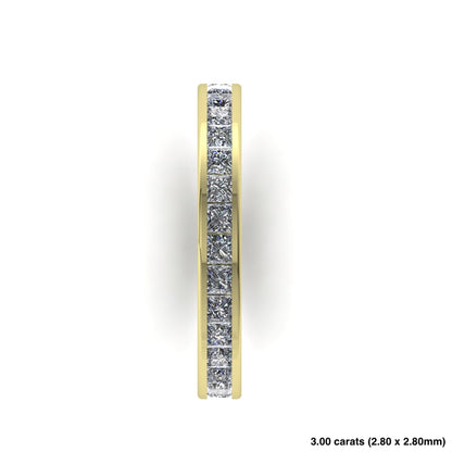 Princess Cut Diamond Channel Setting Band 14K Yellow Gold