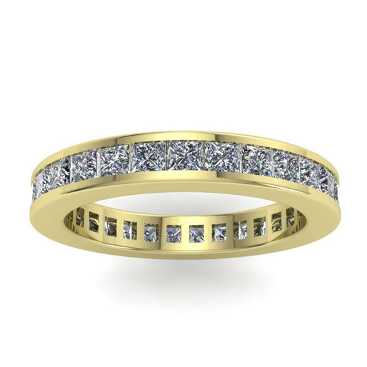 Princess Cut Diamond Channel Setting Band 14K Yellow Gold