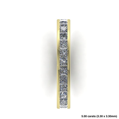 Princess Cut Diamond Channel Setting Band 14K Yellow Gold