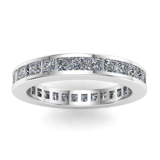 Princess Cut Diamond Channel Setting Band 14K White Gold