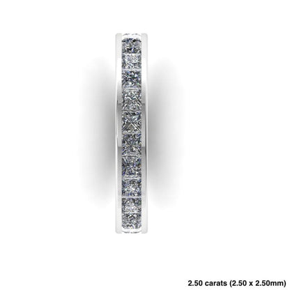 Princess Cut Diamond Channel Setting Band 14K White Gold