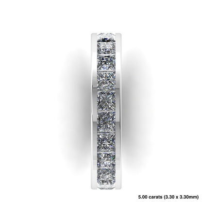 Princess Cut Diamond Channel Setting Band 14K White Gold