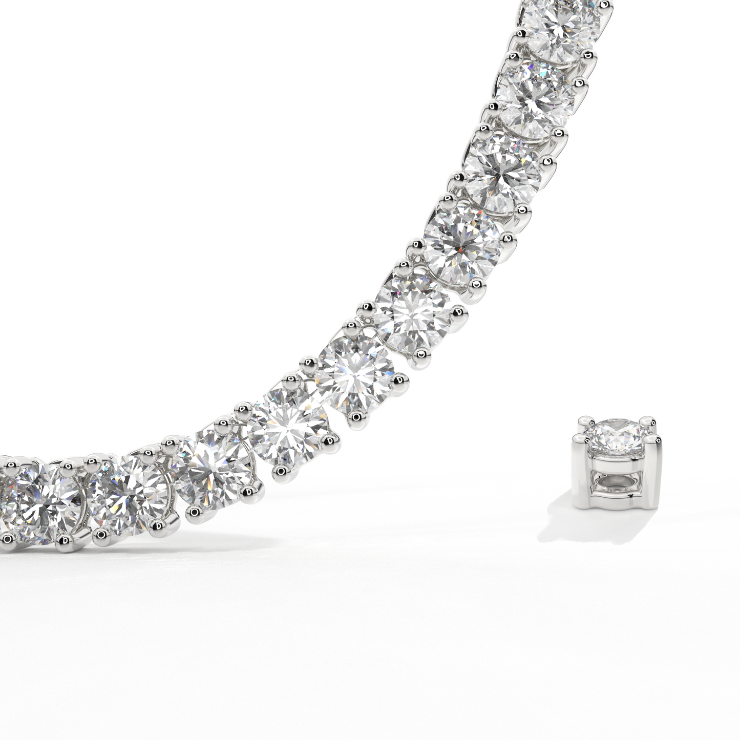 Diamond Tennis Necklace 14K White Gold